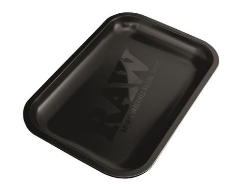 RAW Black Matte - Mała czarna matowa metalowa tacka do kręcenia